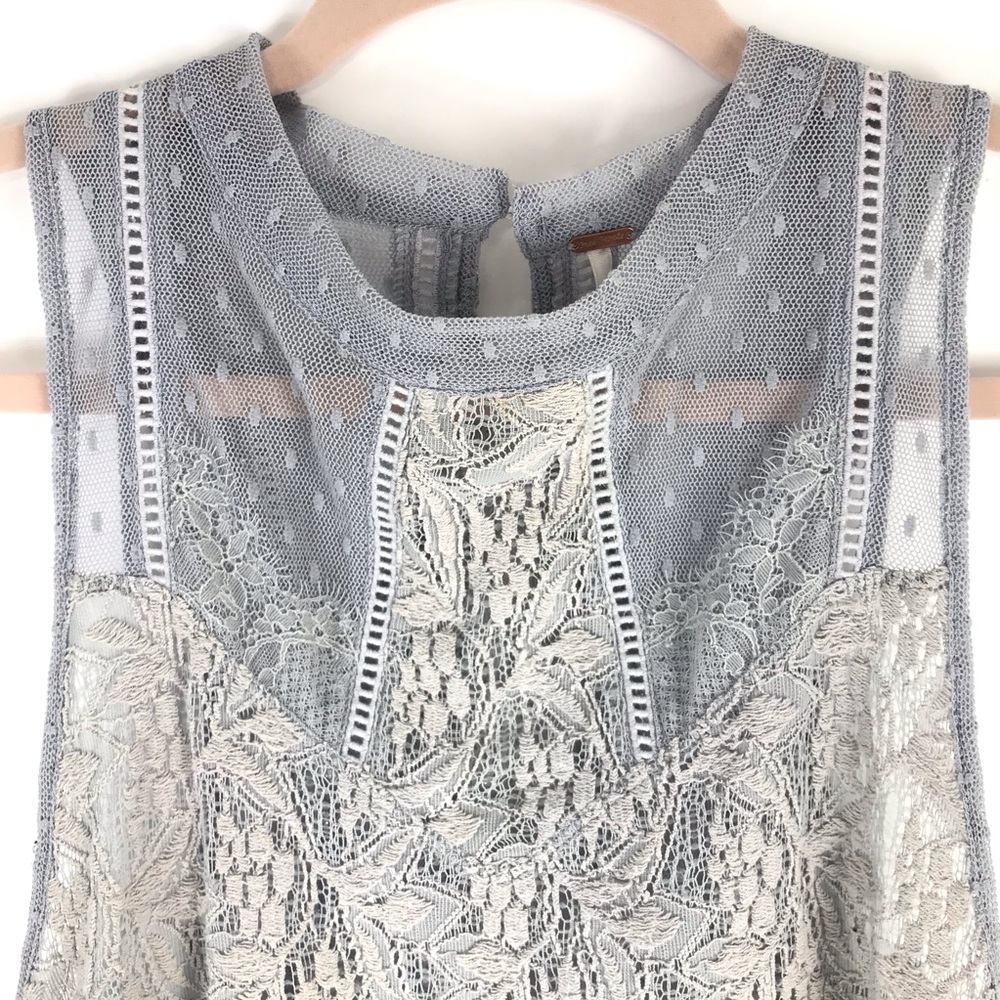 Free People Maisie Lace Tunic Top Blue Sleeveless - Picture 3 of 8